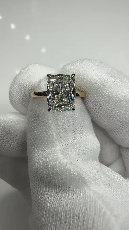 Radiant-cut diamond engagement ring