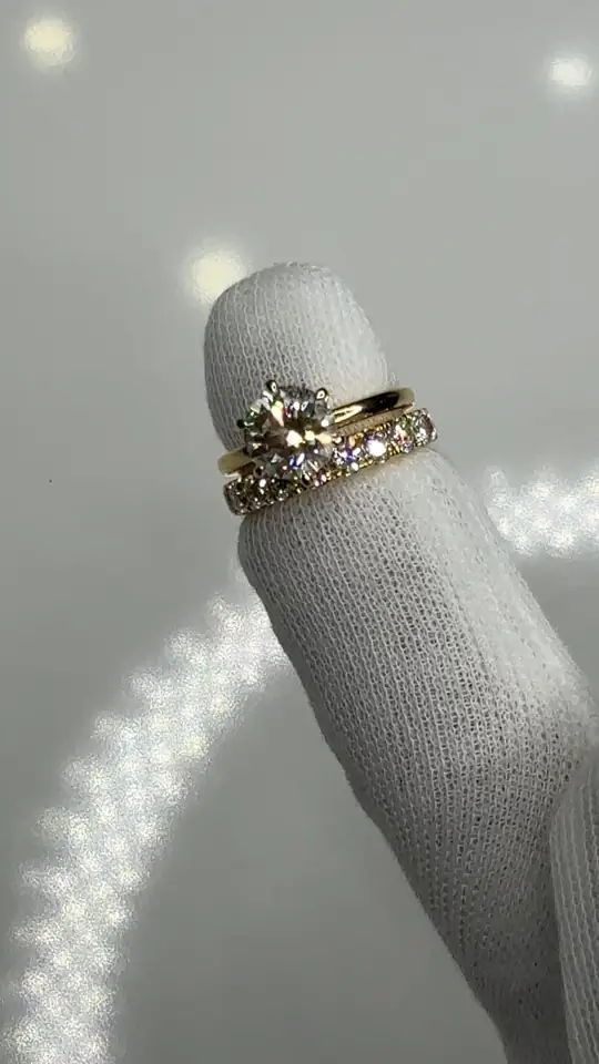 Stacked diamond wedding bands